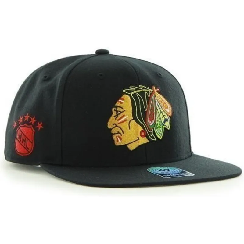 cappelli-piatta-nero-snapback-dei-chicago-blackhawks-nhl-di-47-brand cappelli-piatta-nero-snapback-dei-chicago-blackhawks-nhl-di-47-brand