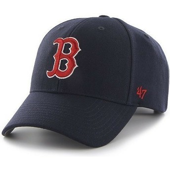 47 Brand Curved Brim Mit Rotem Logo Boston Red Sox MLB Clean Up Cap marineblau