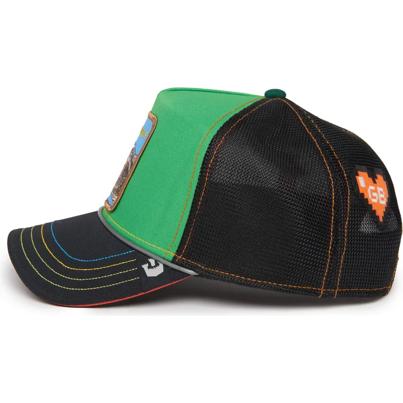 cappellino-trucker-verde-e-nero-coccodrillo-trouble-32-in-twenty-insert-coin-vol2-the-farm-di-goorin-bros
