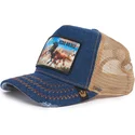 cappello-trucker-blu-e-beige-cavallo-ride-or-die-modello-n-21d302d13-rodeo-the-farm-di-goorin-bros