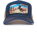 cappello-trucker-blu-e-beige-cavallo-ride-or-die-modello-n-21d302d13-rodeo-the-farm-di-goorin-bros