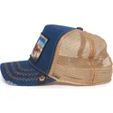 cappello-trucker-blu-e-beige-cavallo-ride-or-die-modello-n-21d302d13-rodeo-the-farm-di-goorin-bros