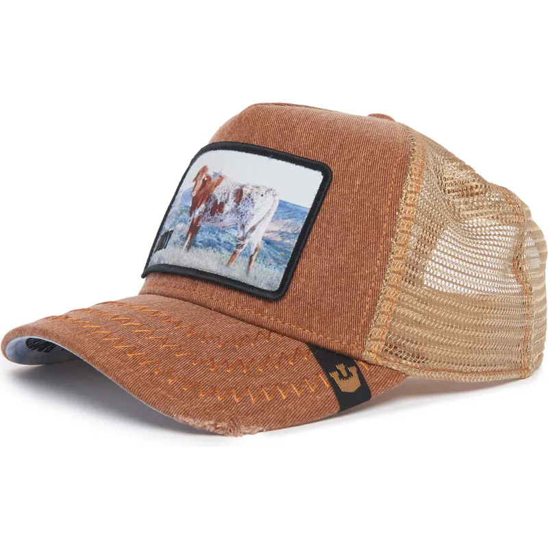 czapka-trucker-brazowa-byk-horny-model-no-h02ny-rodeo-the-farm-od-goorin-bros
