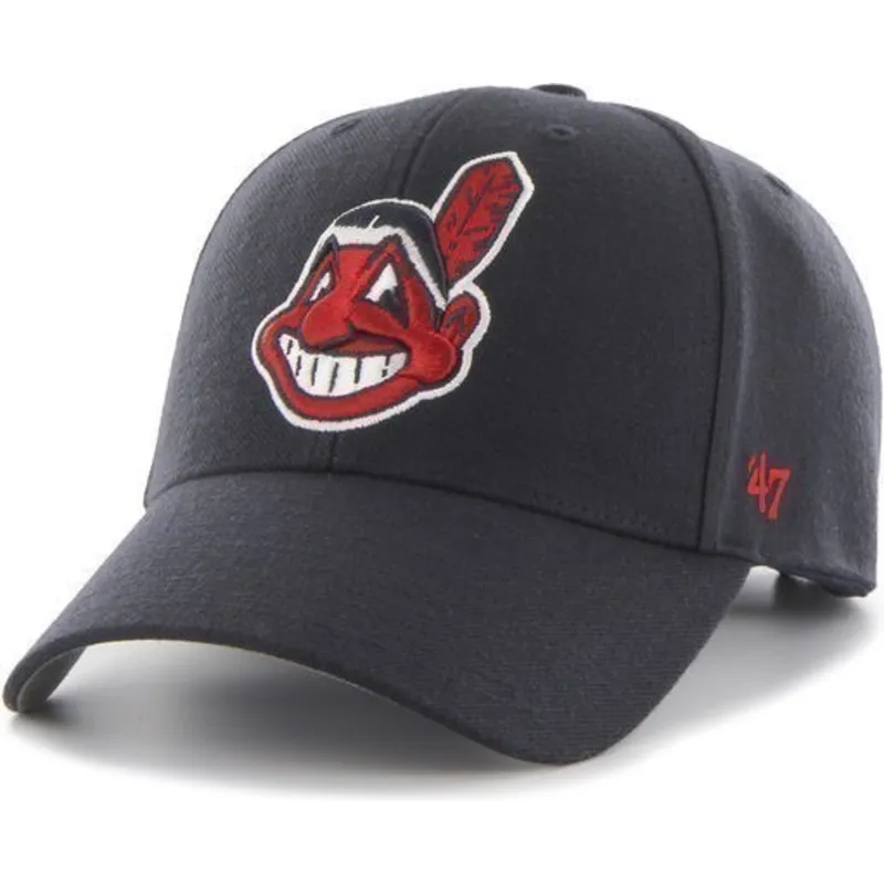 mutzen-gebogen-marineblau-verstellbares-band-der-cleveland-indians-mlb-von-47-brand