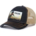sort-og-beige-trucker-cap-med-hest-stallion-model-nr-5741110n-rodeo-the-farm-af-goorin-bros
