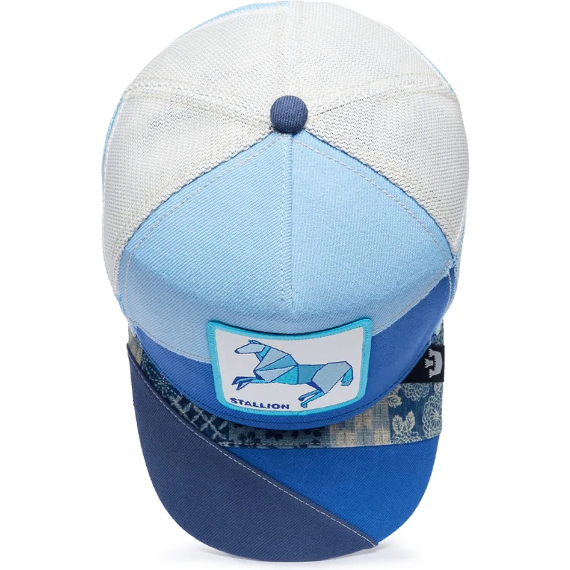 cappellino-trucker-blu-cavallo-stallion-self-reliant-farmigami-the-farm-di-goorin-bros