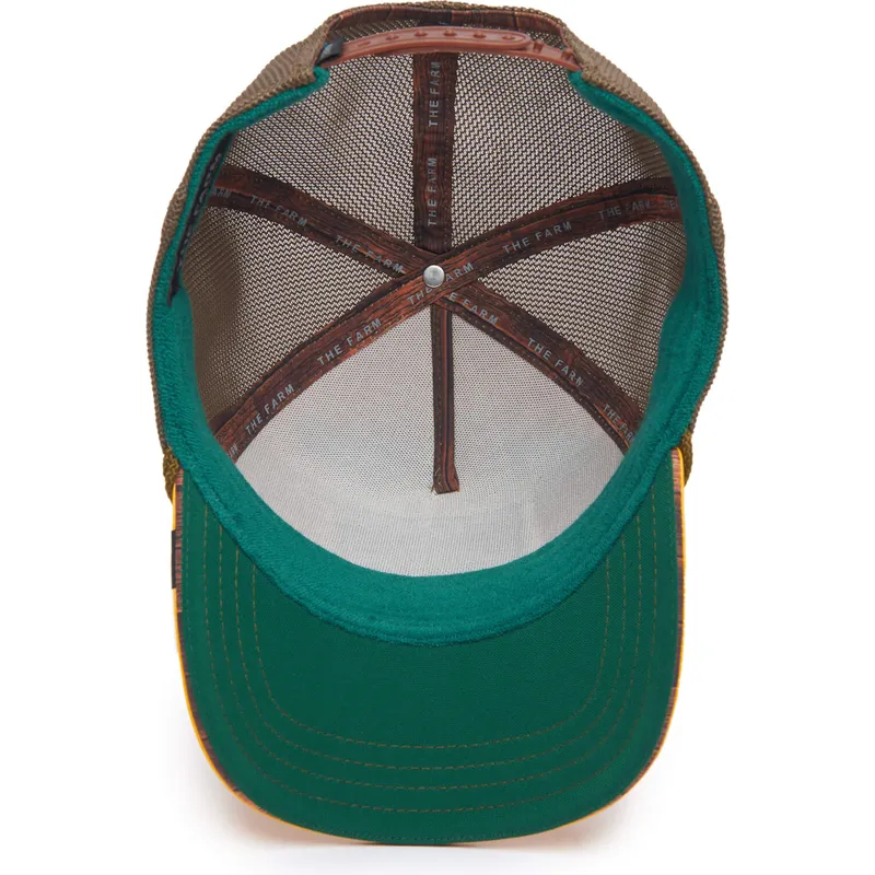 cappellino-trucker-giallo-e-marrone-pellicano-captain-ol-man-bert-nautical-nonsense-the-farm-di-goorin-bros