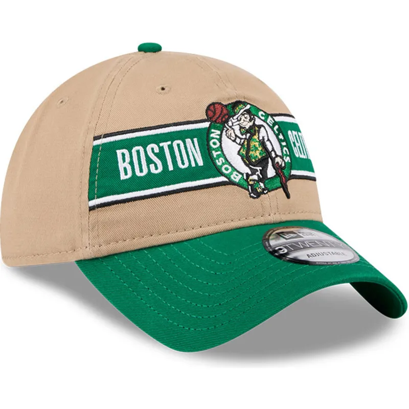 braune-und-grune-verstellbare-curved-cap-9twenty-draft-2024-der-boston-celtics-nba-von-new-era