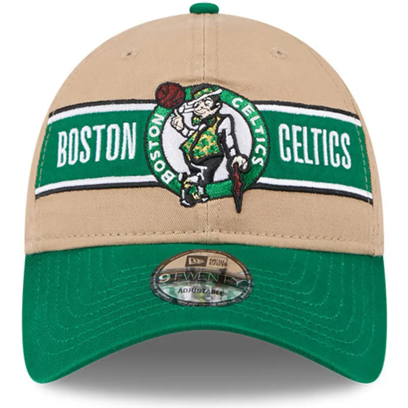 braune-und-grune-verstellbare-curved-cap-9twenty-draft-2024-der-boston-celtics-nba-von-new-era