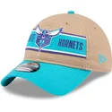 charlotte-hornets-nba-9twenty-draft-2024-verstellbare-braun-blaue-kappe-mit-gebogenem-schirm-von-new-era