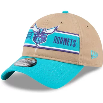 New Era Curved Brim 9TWENTY Draft 2024 Charlotte Hornets NBA Brown and Blue Adjustable Cap