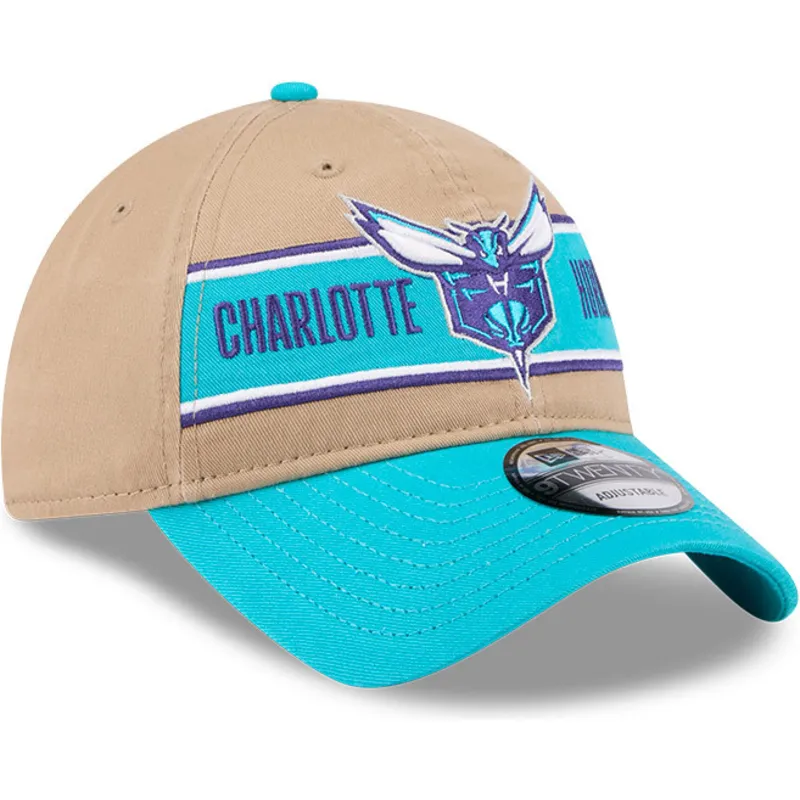 cappellino-curvo-marrone-e-blu-regolabile-9twenty-draft-2024-di-charlotte-hornets-nba-di-new-era