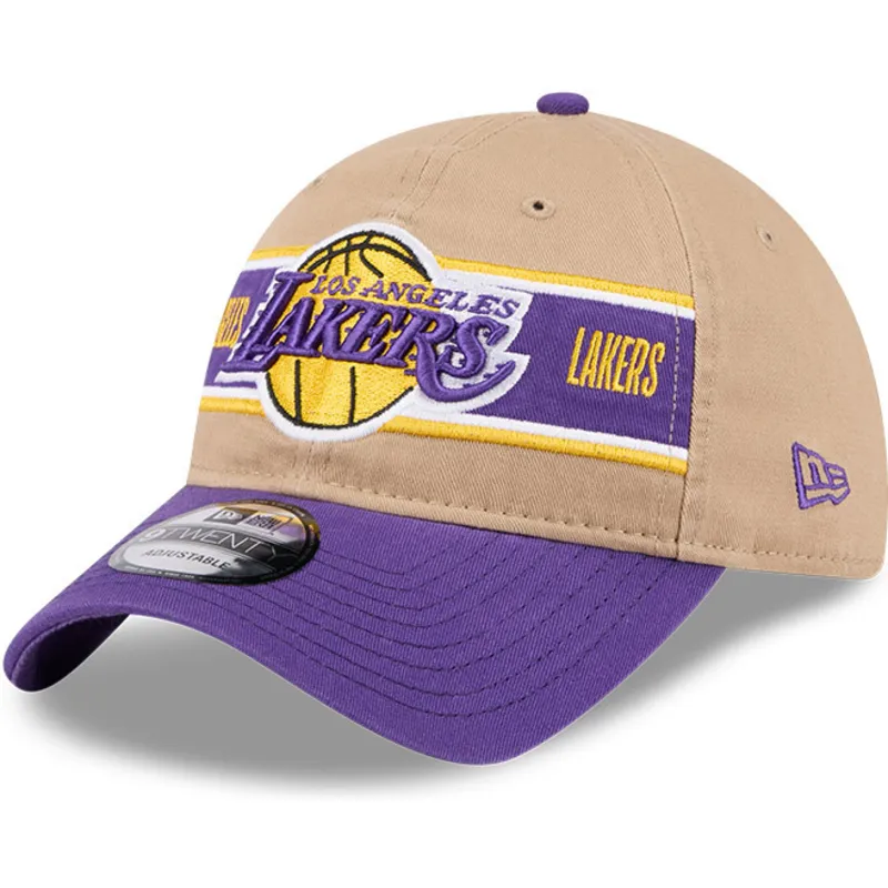 justerbar-9twenty-draft-2024-brun-og-violet-buet-cap-fra-los-angeles-lakers-nba-fra-new-era