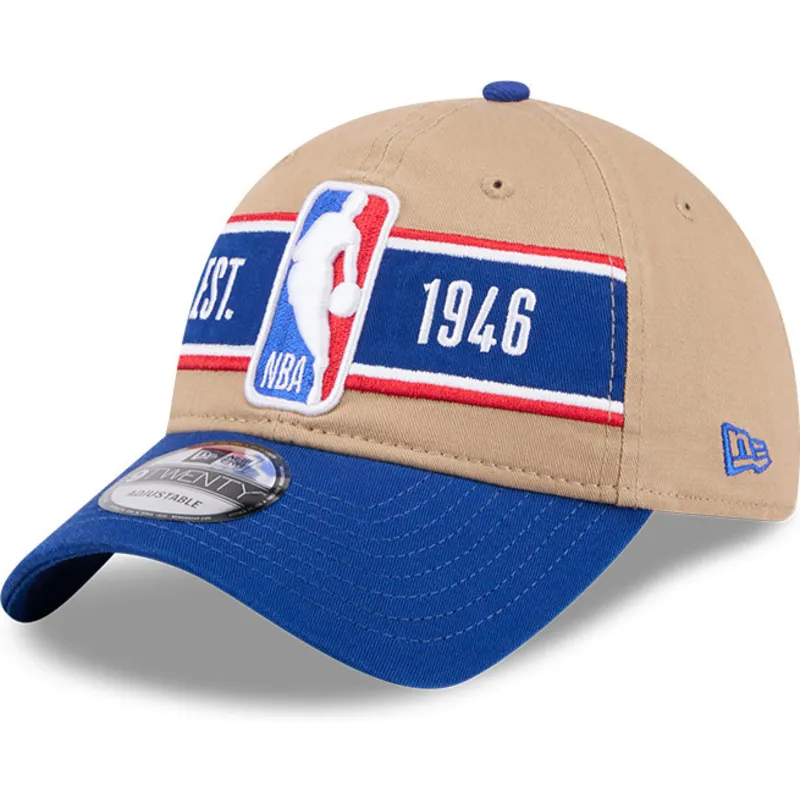 cappellino-curvo-marrone-e-blu-regolabile-9twenty-draft-2024-di-nba-di-new-era