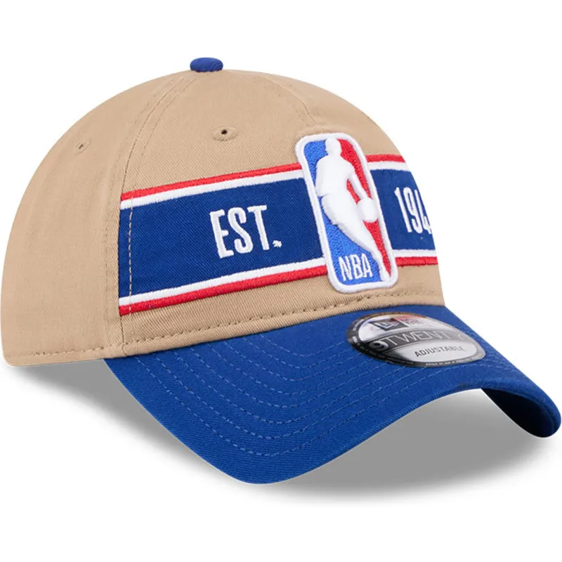 cappellino-curvo-marrone-e-blu-regolabile-9twenty-draft-2024-di-nba-di-new-era