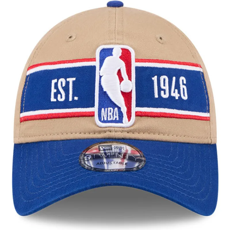 braune-und-blaue-verstellbare-curved-cap-9twenty-draft-2024-von-nba-von-new-era