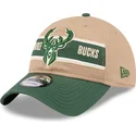 braune-und-grune-verstellbare-curved-cap-9twenty-draft-2024-der-milwaukee-bucks-nba-von-new-era