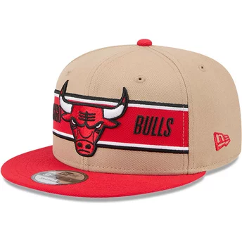 Casquette plate marron et rouge snapback 9FIFTY Draft 2024 Chicago Bulls NBA New Era
