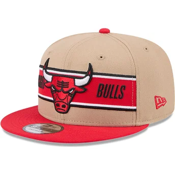 Gorra plana marrón y roja snapback 9FIFTY Draft 2024 de Chicago Bulls NBA de New Era