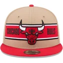 gorra-plana-marron-y-roja-snapback-9fifty-draft-2024-de-chicago-bulls-nba-de-new-era