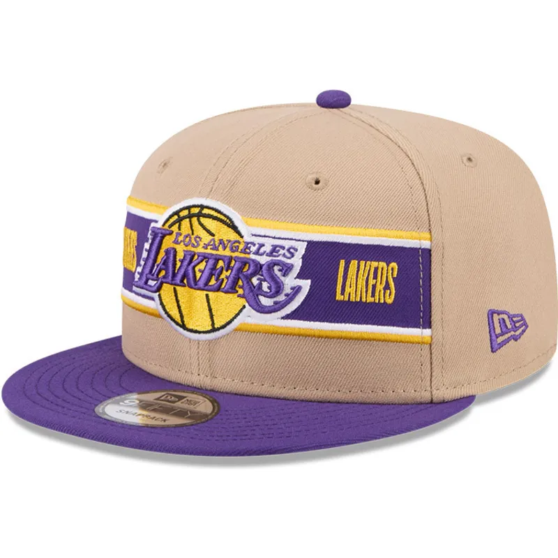 braune-und-violette-flatcap-snapback-9fifty-draft-2024-der-los-angeles-lakers-nba-von-new-era