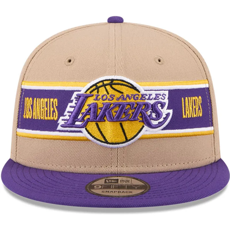 los-angeles-lakers-nba-9fifty-draft-2024-brun-og-violet-snapback-flat-kasket-fra-new-era