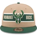 cappello-piatto-marrone-e-verde-snapback-9fifty-draft-2024-di-milwaukee-bucks-nba-di-new-era