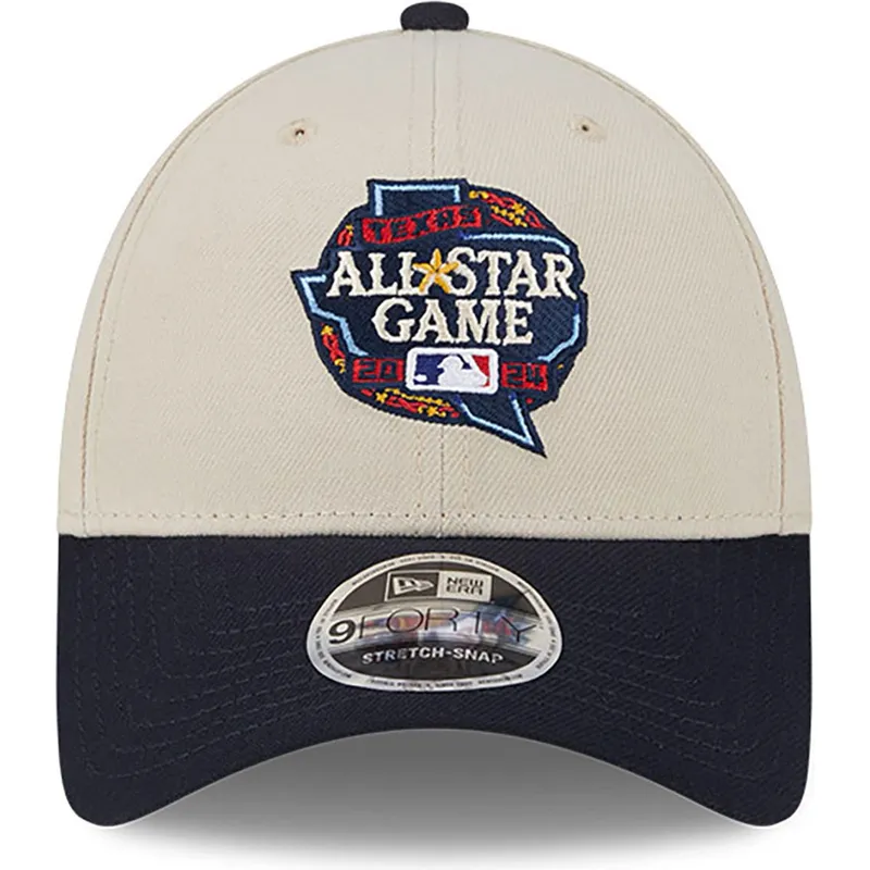 beige-og-marinebla-buet-snapback-kasket-all-star-game-9forty-stretch-snap-fan-pack-fra-mlb-fra-new-era