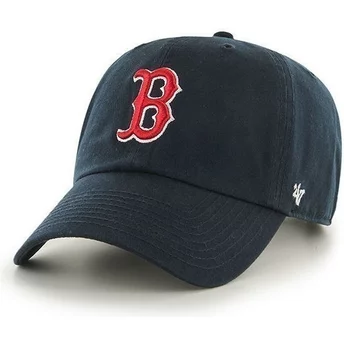 cappellino-visiera-curva-blu-marino-di-boston-red-sox-mlb-clean-up-di-47-brand