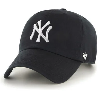 Cappellino curvo nero dei New York Yankees MLB Clean Up di 47 Brand