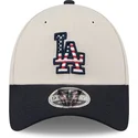 cappellino-curvo-beige-e-blu-navy-snapback-9forty-stretch-snap-4th-of-july-dei-los-angeles-dodgers-mlb-di-new-era
