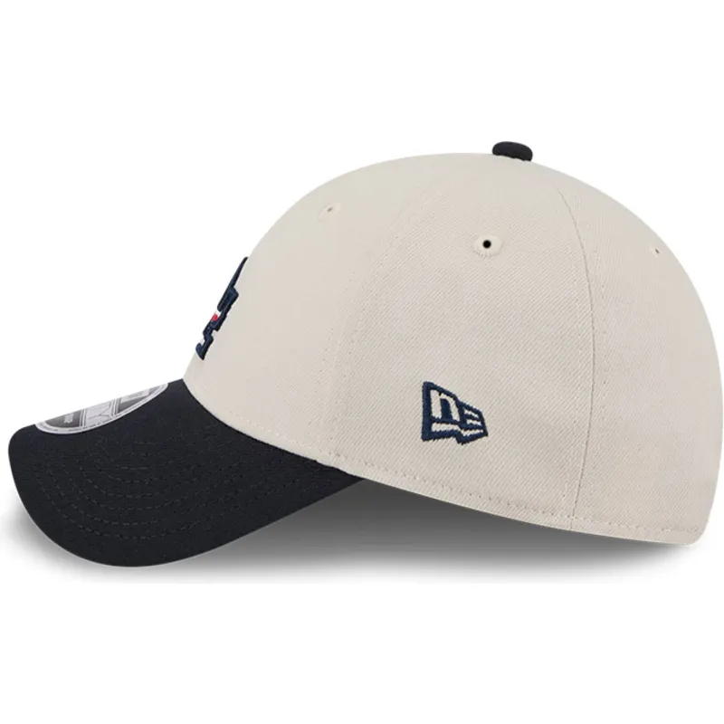 beige-und-marineblaue-gebogene-snapback-kappe-9forty-stretch-snap-4th-of-july-der-los-angeles-dodgers-mlb-von-new-era