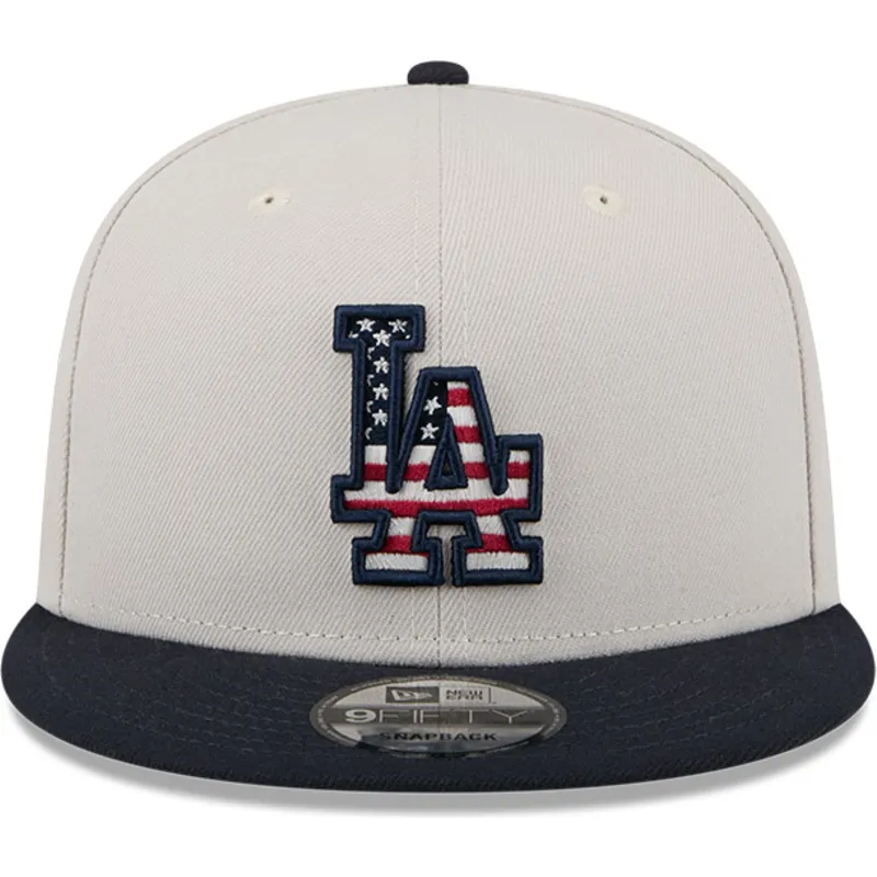 beige-und-marineblaue-flache-snapback-kappe-9fifty-4th-of-july-der-los-angeles-dodgers-mlb-von-new-era