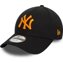 new-era-curved-brim-orange-logo-9forty-league-essential-new-york-yankees-mlb-black-adjustable-cap