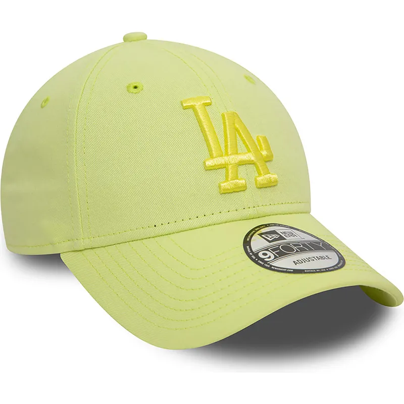 cappellino-con-visiera-curva-verde-chiaro-regolabile-con-logo-verde-9forty-league-essential-dei-los-angeles-dodgers-mlb-di-new-e