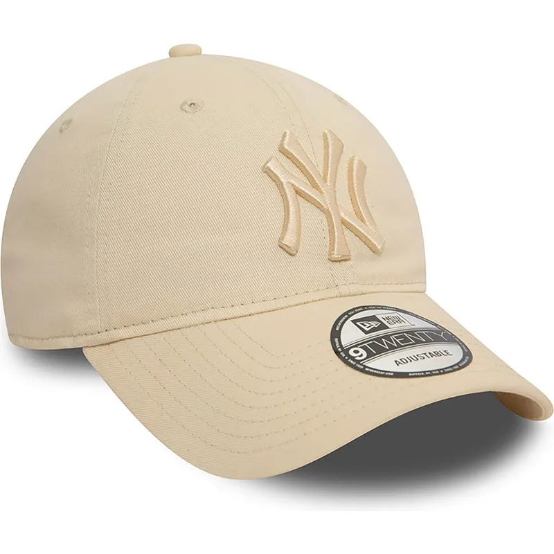 cappellino-curvo-beige-regolabile-con-logo-beige-9twenty-league-essential-dei-new-york-yankees-mlb-di-new-era
