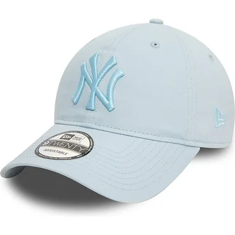 Cappellino curvo azzurro regolabile con logo blu 9TWENTY League Essential dei New York Yankees MLB di New Era