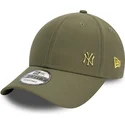 casquette-courbee-verte-ajustable-avec-logo-dore-9forty-flawless-new-york-yankees-mlb-new-era