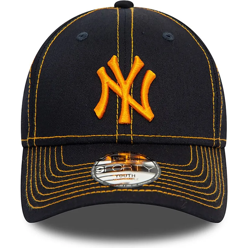 cappellino-curvo-blu-navy-regolabile-con-logo-arancione-per-bambino-9forty-stitch-dei-new-york-yankees-mlb-di-new-era
