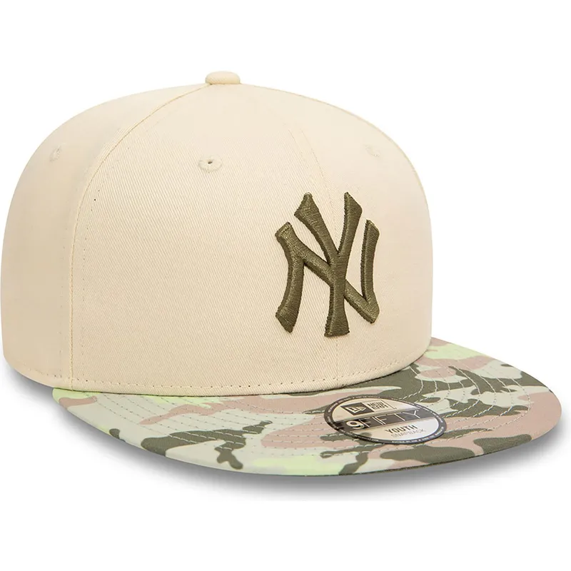 cappello-snapback-piatto-beige-con-logo-verde-per-bambino-9fifty-contrast-dei-new-york-yankees-mlb-di-new-era