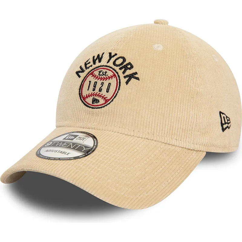 mutzen-gebogen-beige-verstellbares-band-the-empire-state-9twenty-cord-der-new-york-ciudades-y-playas-von-new-era