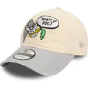 cappellino-curvo-beige-e-grigio-regolabile-9twenty-washed-di-bugs-bunny-looney-tunes-di-new-era