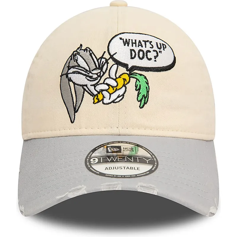 cappellino-beige-e-grigio-regolabile-9twenty-washed-di-bugs-bunny-looney-tunes-di-new-era
