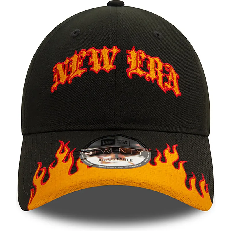 schwarze-und-orangefarbene-verstellbare-curved-cap-9twenty-race-flame-von-new-era