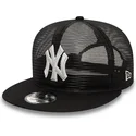schwarze-9fifty-flat-brim-trucker-kappe-mit-gesticktem-mesh-der-new-york-yankees-mlb-von-new-era