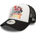 cappellino-trucker-bianco-e-nero-bugs-bunny-and-his-friends-a-frame-di-looney-tunes-di-new-era
