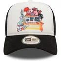 cappellino-trucker-bianco-e-nero-bugs-bunny-and-his-friends-a-frame-di-looney-tunes-di-new-era