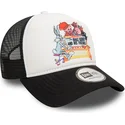 cappellino-trucker-bianco-e-nero-bugs-bunny-and-his-friends-a-frame-di-looney-tunes-di-new-era