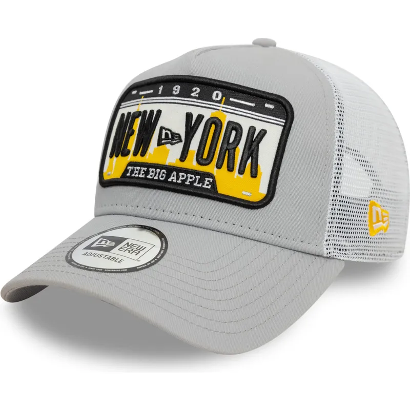 cappelli-curva-grigio-snapback-a-frame-license-plate-dei-new-york-ciudades-y-playas-di-new-era
