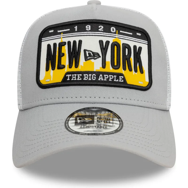 cappelli-curva-grigio-snapback-a-frame-license-plate-dei-new-york-ciudades-y-playas-di-new-era